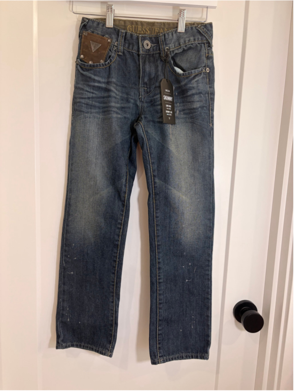 NWT Guess Kids Lincoln Slim Skinny Jeans Medium Wash Distressed Size 10
